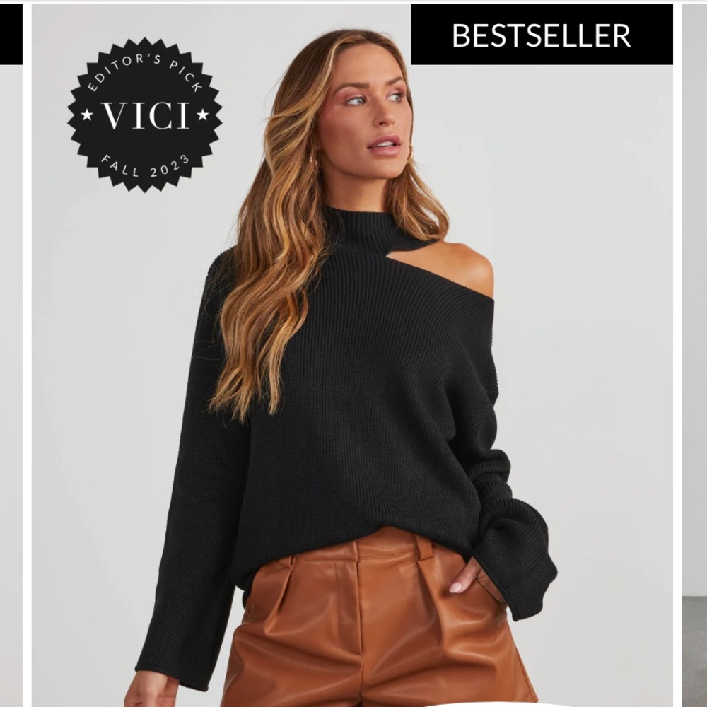 Vici Chic Black Off-Shoulder Sweater